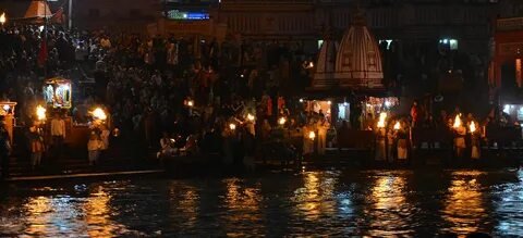 Evening Aarti at Sacred River Ghat